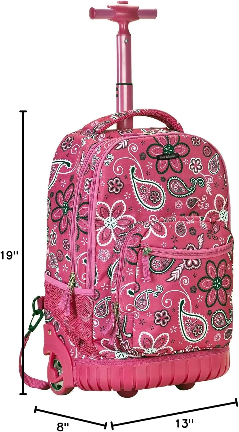 Rockland Single Handle Rolling Backpack, Bandana, One Size