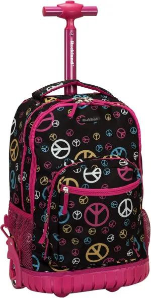 Rockland Single Handle Rolling Backpack, Peace, One Size