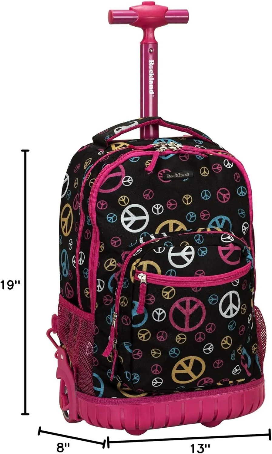 Rockland Single Handle Rolling Backpack, Peace, One Size