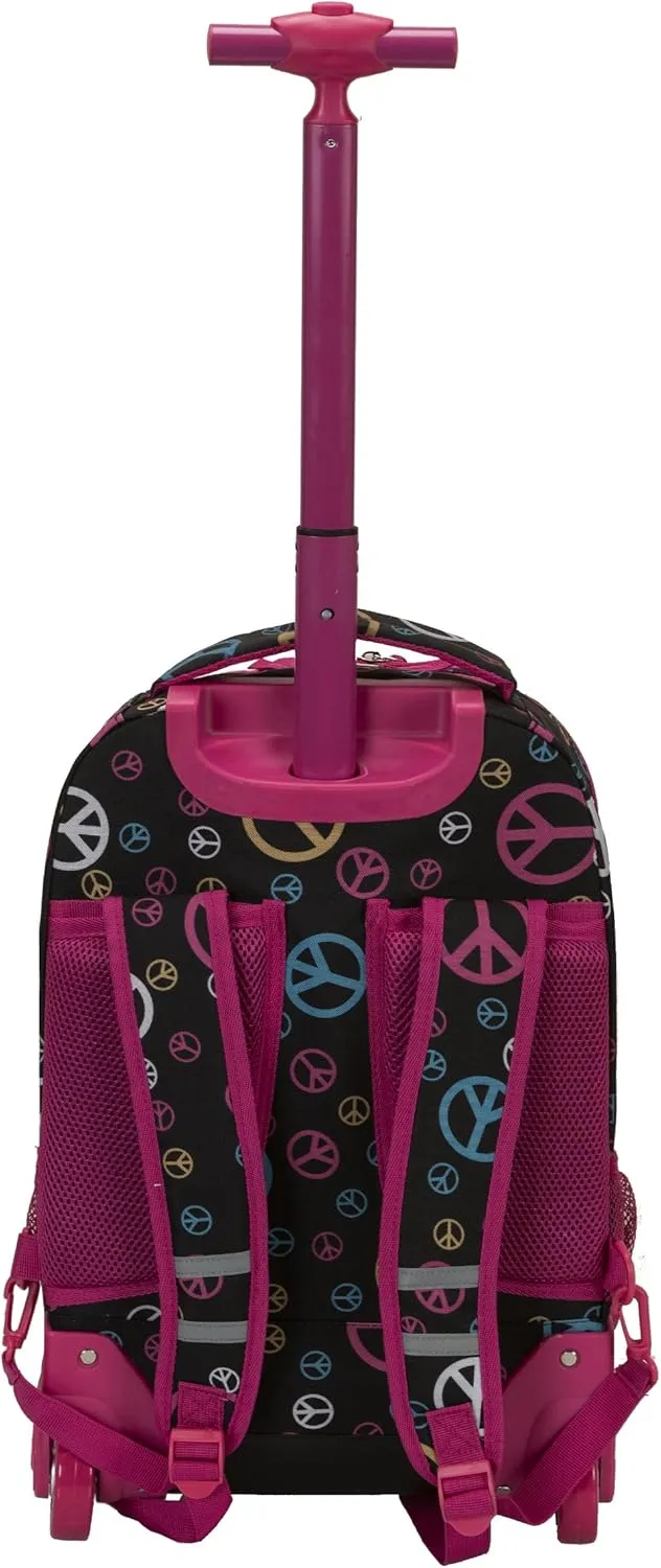 Rockland Single Handle Rolling Backpack, Peace, One Size
