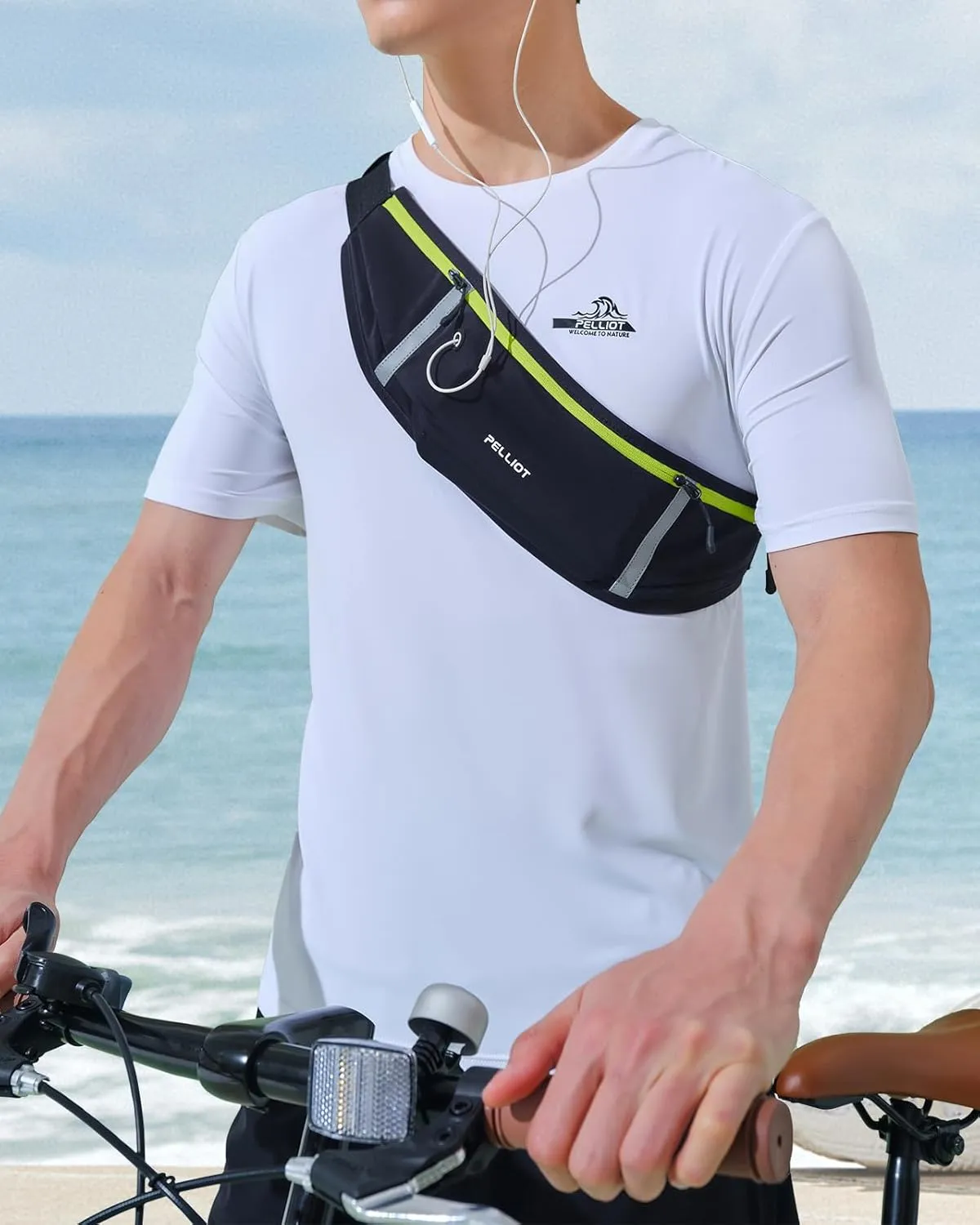 Running Belt for Women Men Slim Fanny Pack Phone Money Waist Pack Belt Bag for Hiking Cycling Exercise Running Black Neon Green