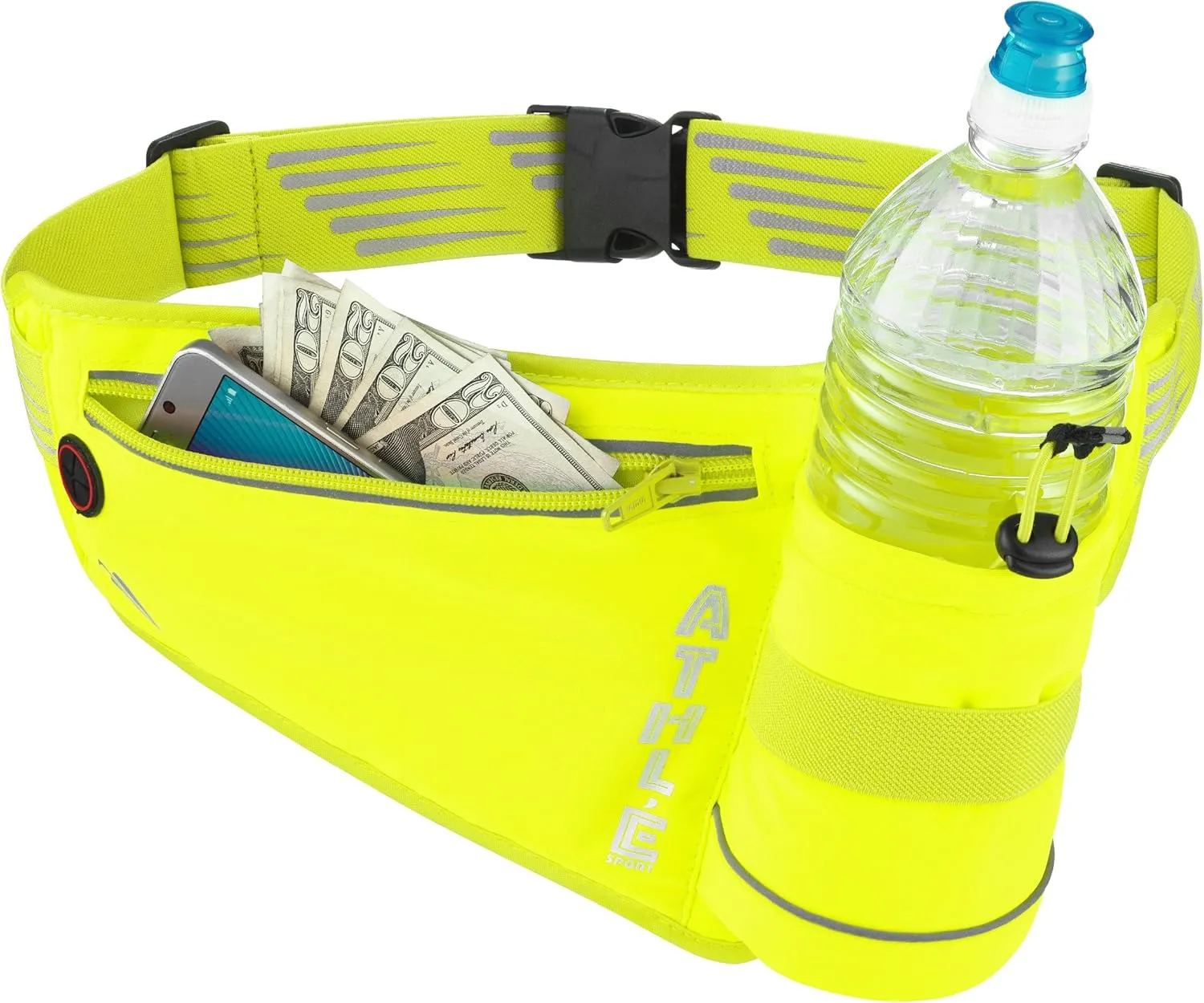 Running Fanny Pack with Water Bottle Holder - Adjustable Running Belt With Water Bottle Holder and Pouch - One Size Fits All Travel Fanny Pack