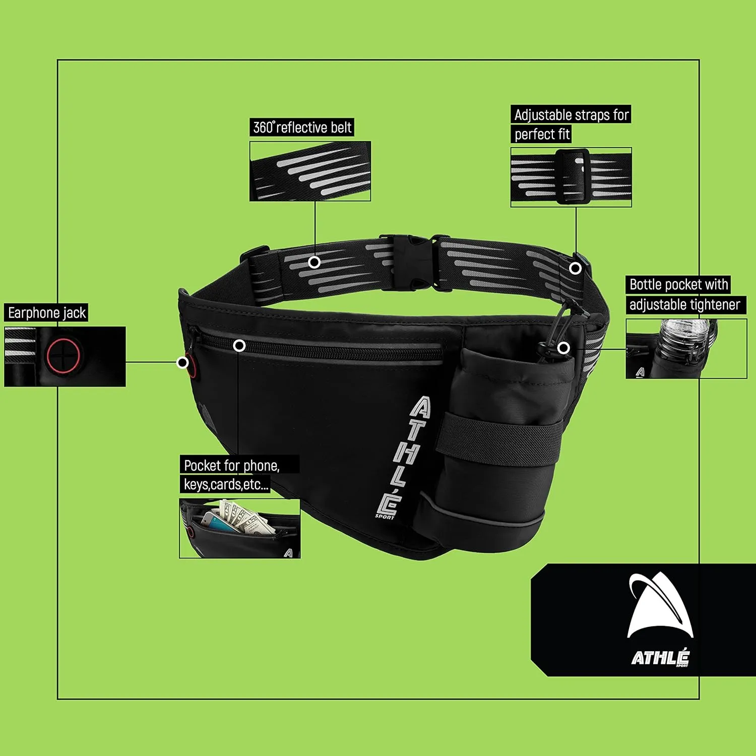 Running Fanny Pack with Water Bottle Holder - Adjustable Running Belt With Water Bottle Holder and Pouch - One Size Fits All Travel Fanny Pack