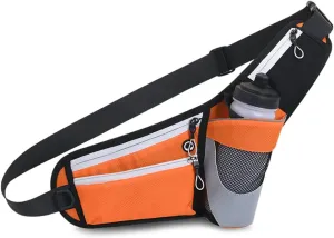 Running Waist Packs Waist bag for women men with 3 Zipper Pockets & a Bottle Pocket Enjoy Sports Workout Traveling Running Casual Hands Free Waist Pack for Gifts Phone Bag (Not Bottle) (Orange)
