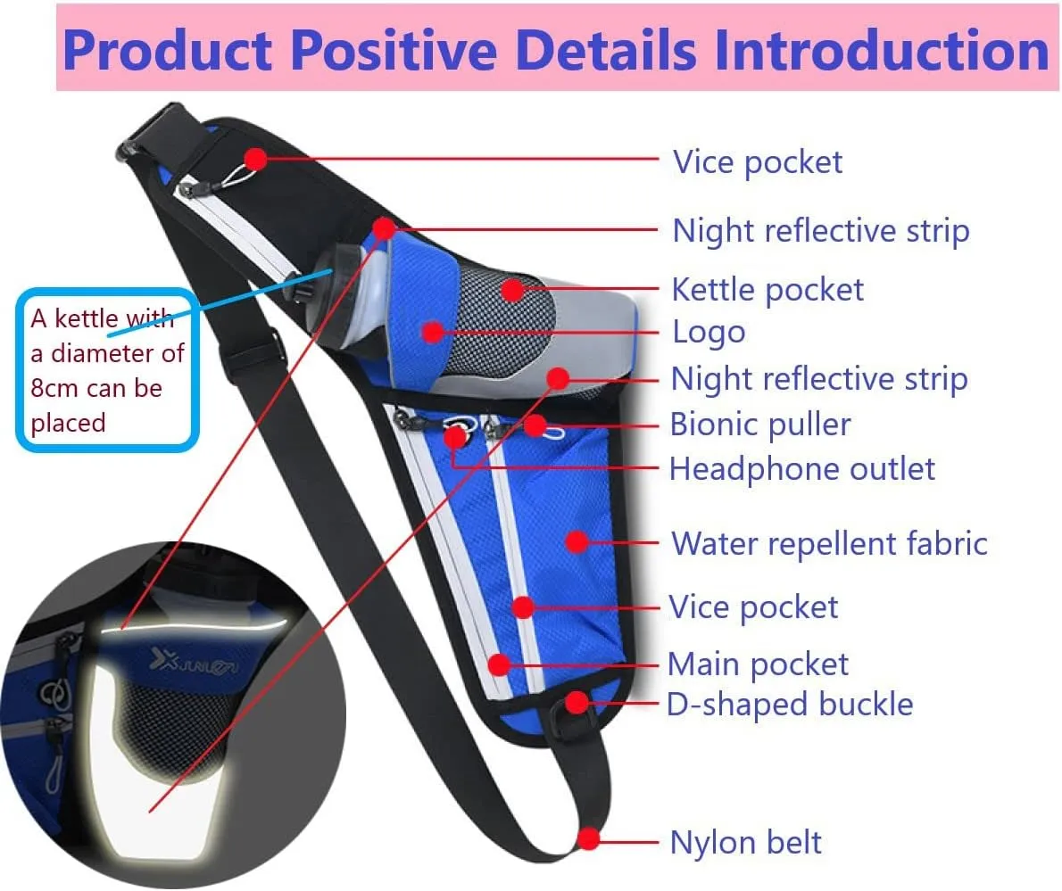 Running Waist Packs Waist bag for women men with 3 Zipper Pockets & a Bottle Pocket Enjoy Sports Workout Traveling Running Casual Hands Free Waist Pack for Gifts Phone Bag (Not Bottle) (Orange)