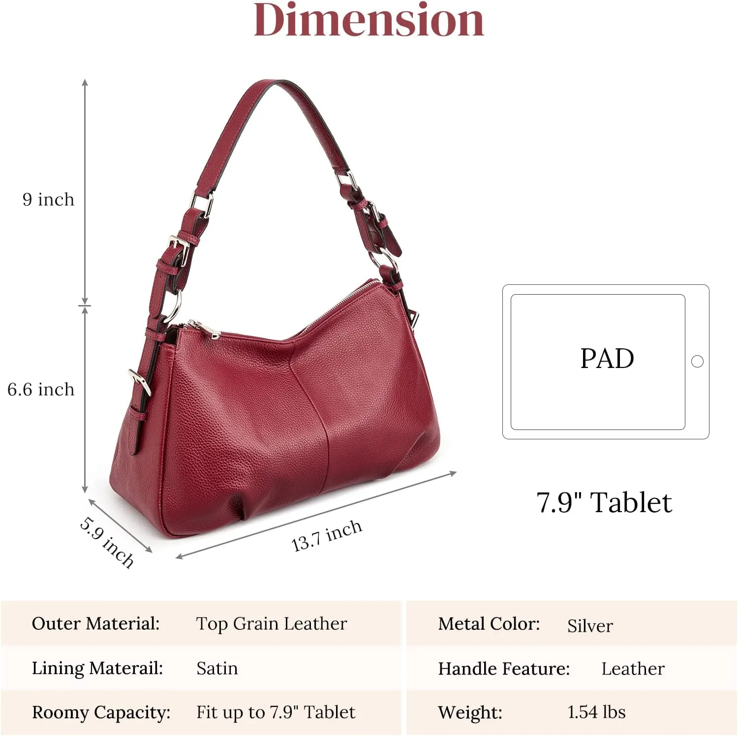 S-ZONE Womens Hobo Genuine Leather Shoulder Bag Top-handle Handbag Ladies Purses
