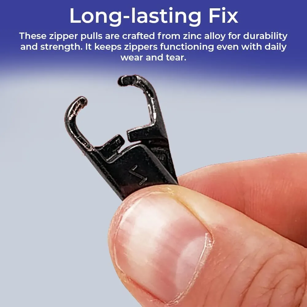 SAGEFINDS Replacement Locking Zipper Pulls | Long-Lasting Fix | 1.5” Metal Pull Extension | Repair for Clothing, Luggage, Backpack | Black | 3 Pack