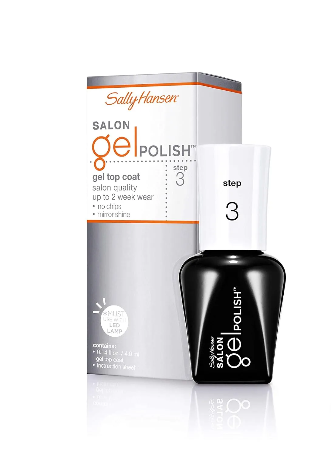 'Sally Hansen Salon Gel Polish™, Gel Top Coat, Chip Resistant, Shiny Finish, LED Lamp Required