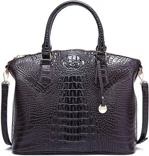 Satchel Bag Women’s Vegan Leather Crocodile-Embossed Pattern With Top Handle Large Shoulder Bags Handbags