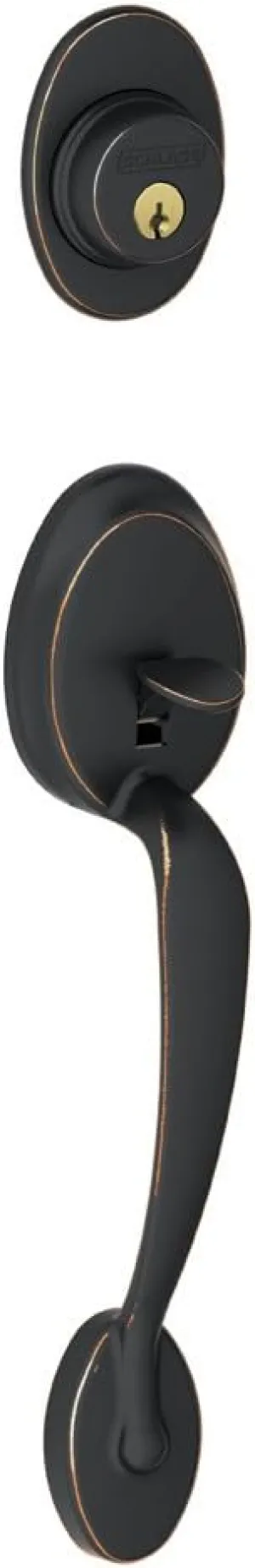 Schlage F58 PLY 716 Plymouth Exterior Handleset with Deadbolt, Aged Bronze (Exterior Half Only)