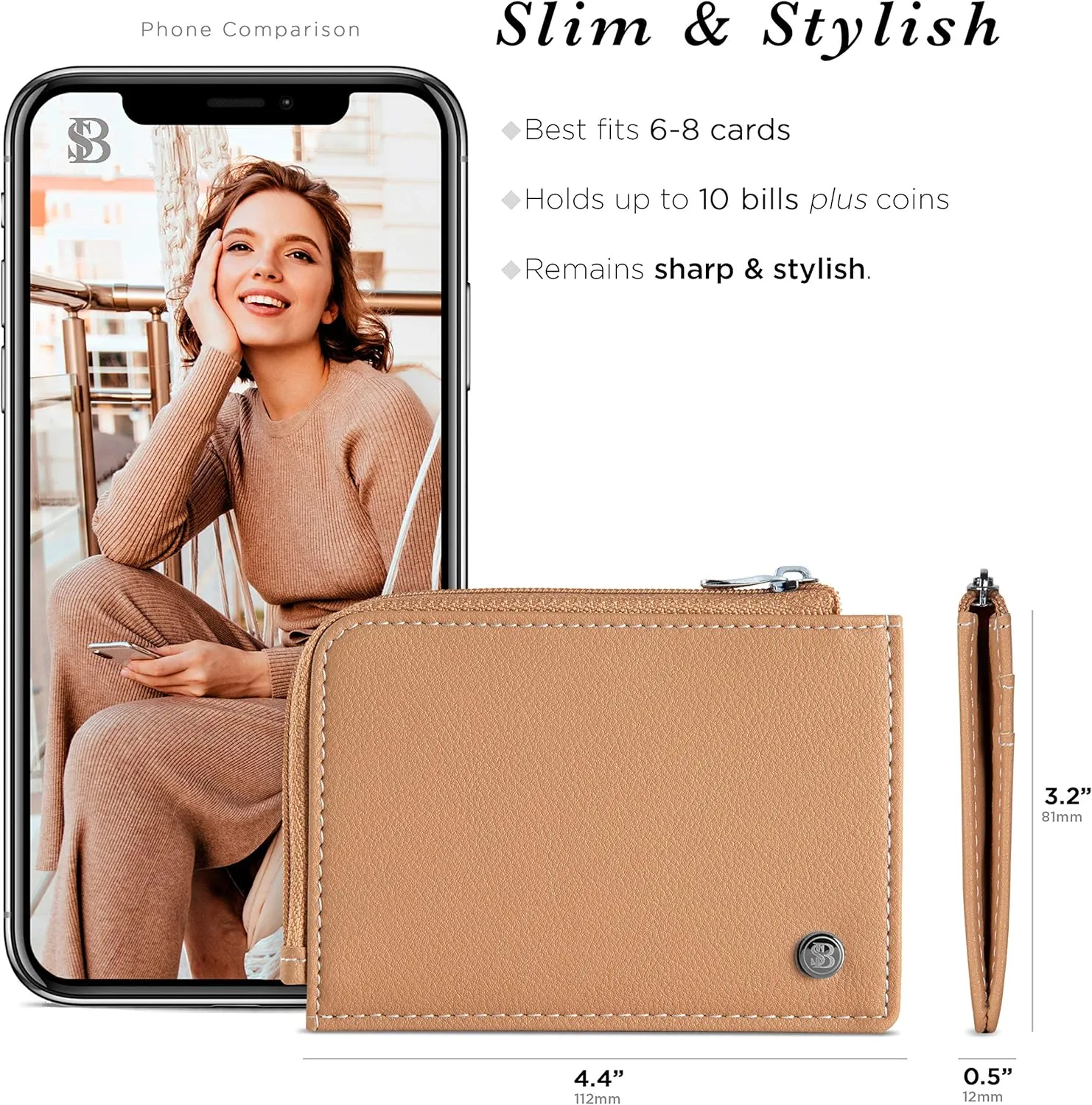 SERMAN BRANDS Wallet Women Zipper Rfid Blocking Small Compact Luxury Leather Pocket Wallet Ladies Mini Purse Credit Card Holder - Compact