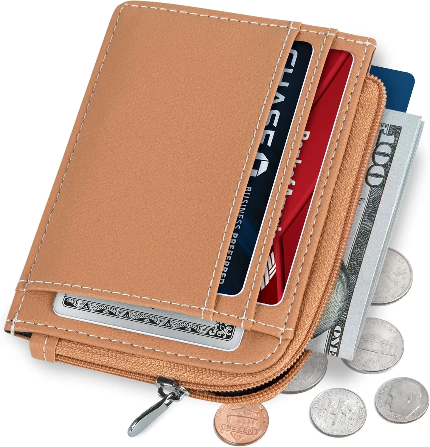 SERMAN BRANDS Wallet Women Zipper Rfid Blocking Small Compact Luxury Leather Pocket Wallet Ladies Mini Purse Credit Card Holder - Compact