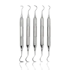 Sert of 5 Cynamed Jacquette Dental Scalers - Hollow Handle Double Ended Periodental Premium Instruments