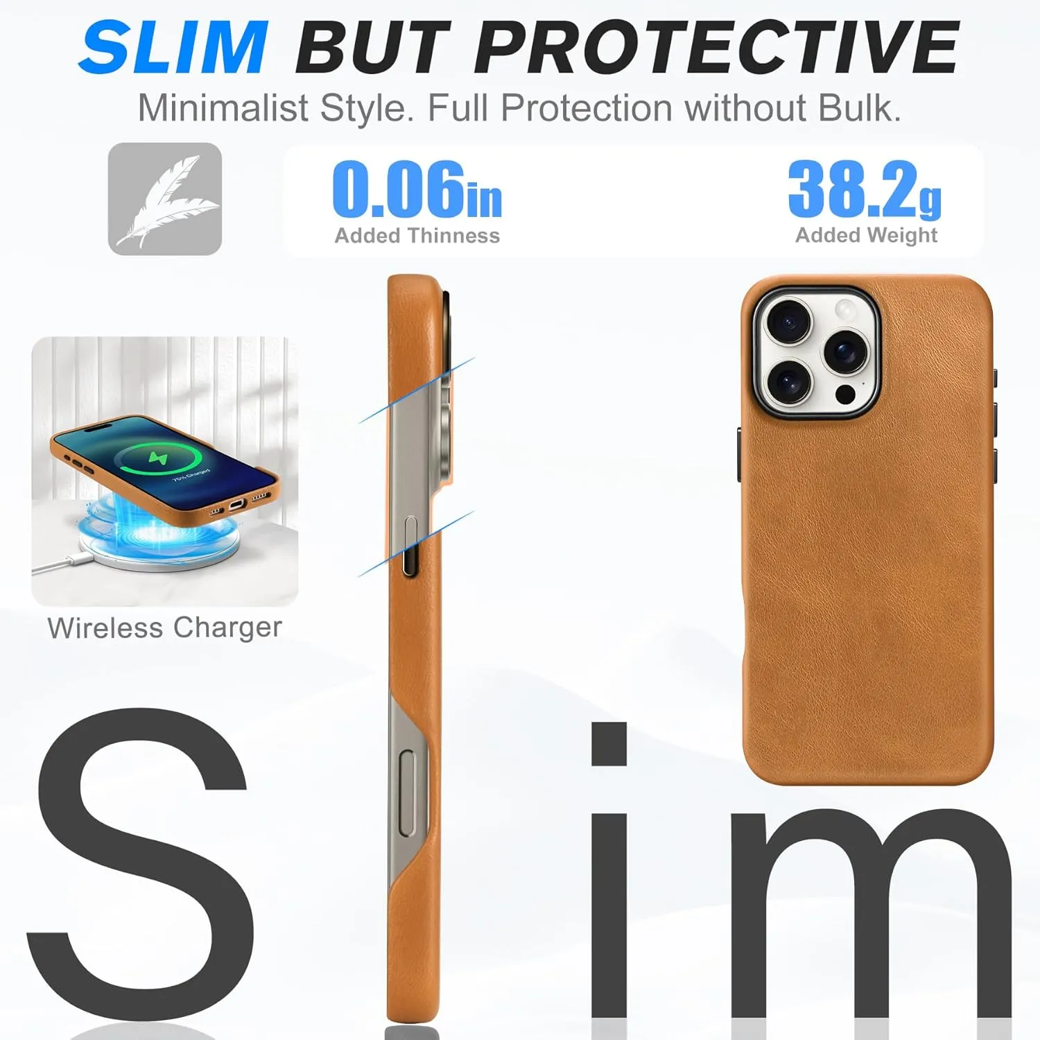 SHIELDON Genuine Leather Case for iPhone 16 Pro Max, Magnetic Wireless Charging Non-Slip Microfiber Lining Anti-Scratch Shockproof Phone Case Compatible with iPhone 16 Pro Max - Retro Light Brown