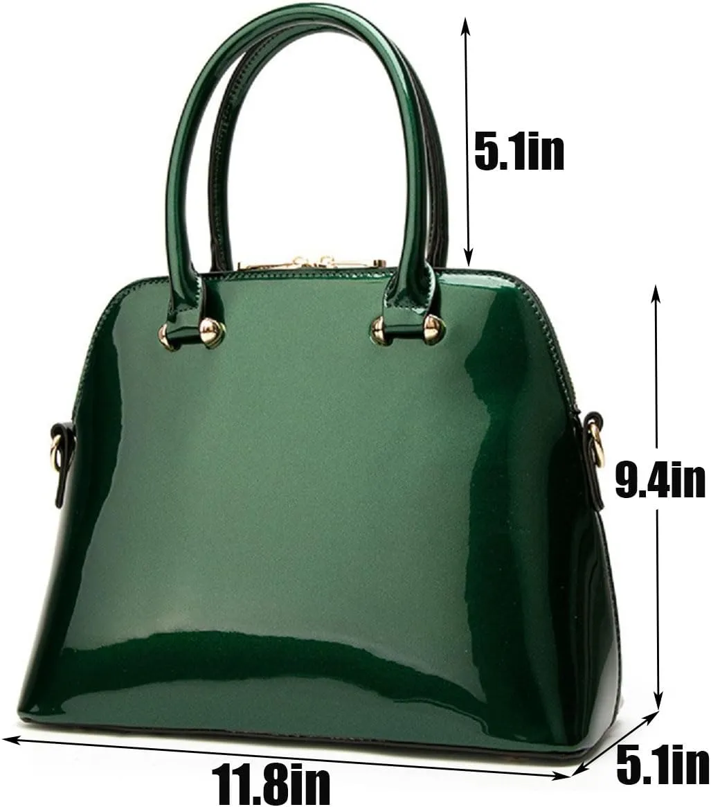 Shiny Patent Leather Handbags and Purses for Women Glossy Shell Shoulder Bag Top Handle Totes Evening Party Satchel
