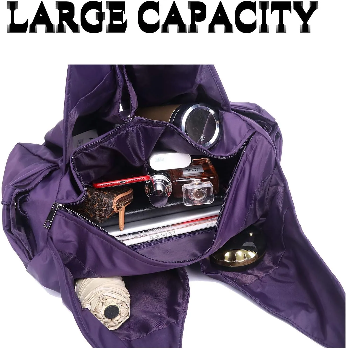 Shoulder Bag for Women, Waterproof Shopping Lightweight Work Purse and Handbag Travel Tote Oxford Nylon Large Capacity Hobo
