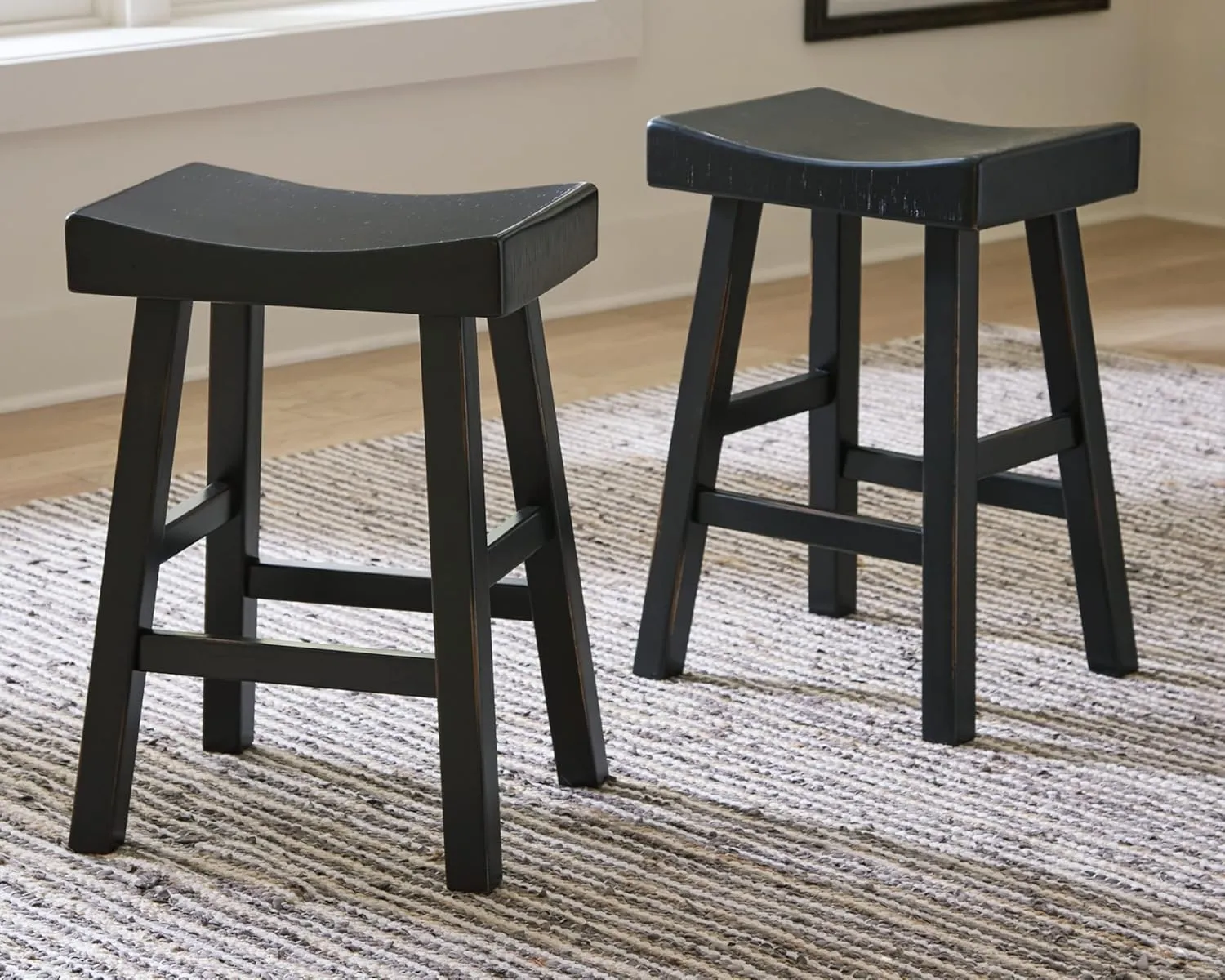 Signature Design by Ashley Glosco Modern Farmhouse 25" Counter Height Barstool, 2 Count, Black