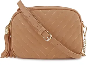 Simple Shoulder Crossbody Bag With Metal Chain Strap And Tassel Top Zipper