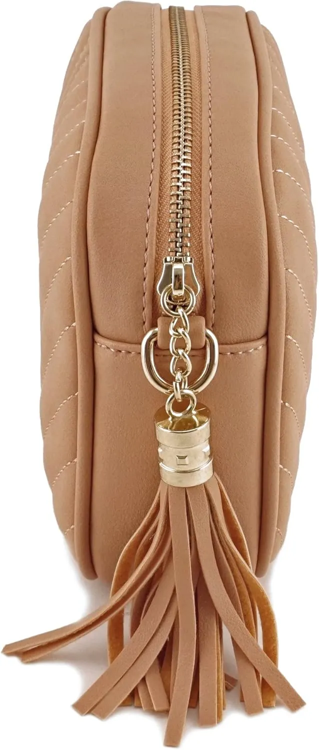 Simple Shoulder Crossbody Bag With Metal Chain Strap And Tassel Top Zipper