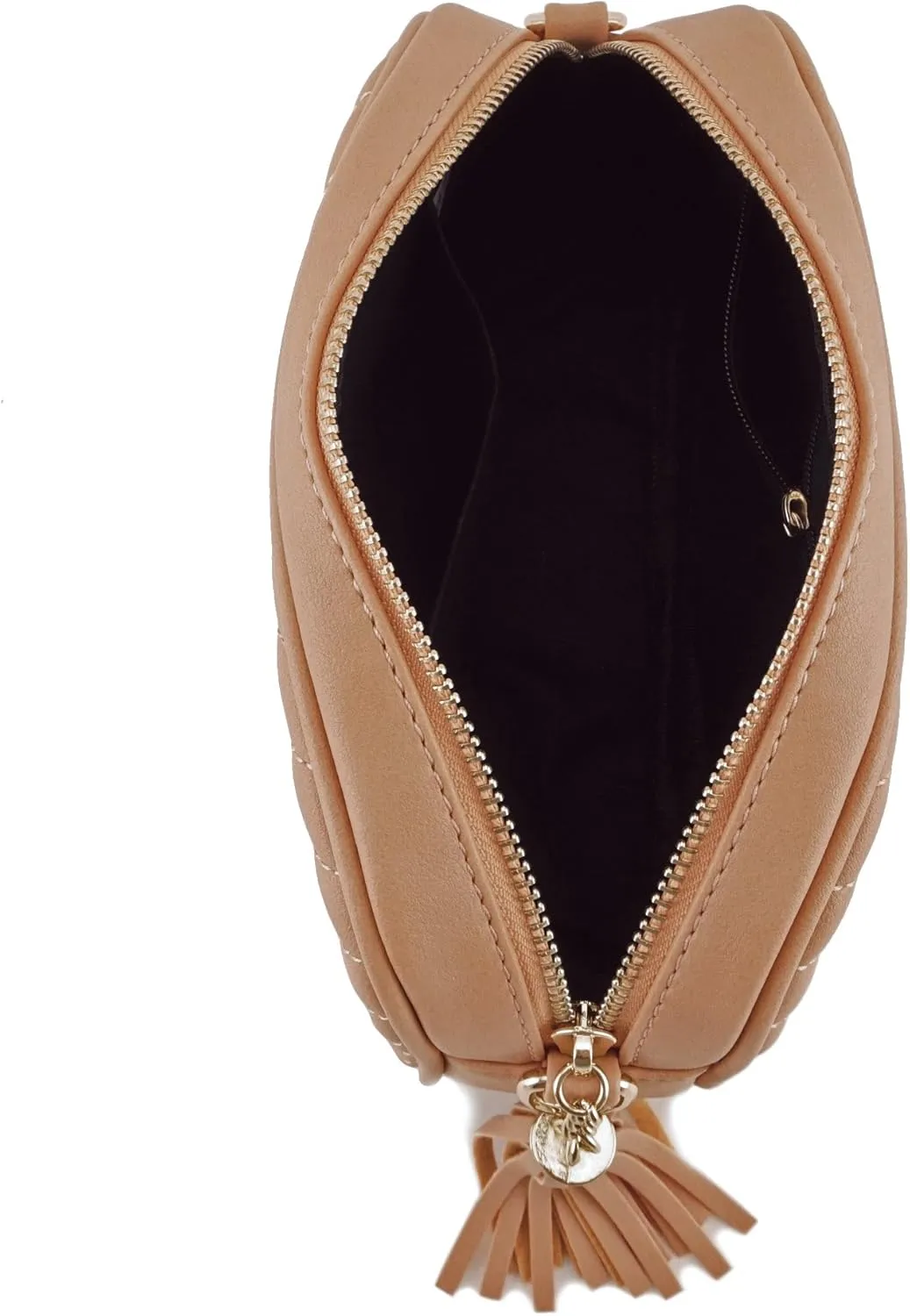 Simple Shoulder Crossbody Bag With Metal Chain Strap And Tassel Top Zipper