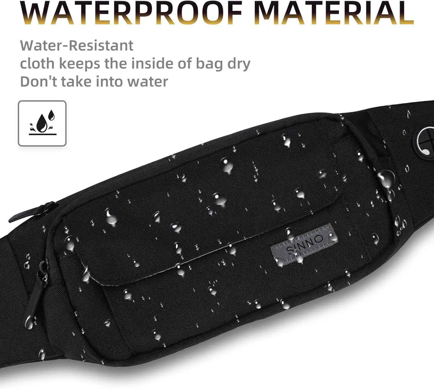 SINNO Large Crossbody Fanny Pack for Women Men Belt Bag With 4-Zipper Pockets for Travel Running Hiking Workout Dog Walking Outdoors Sport Fishing Waist Pack Bag Carrying All Phones