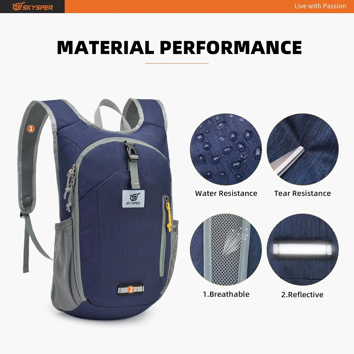 SKYSPER 10L Hiking Backpack Small Hiking Daypack Packable Lightweight Travel Day Pack for Women Men(Darkblue)