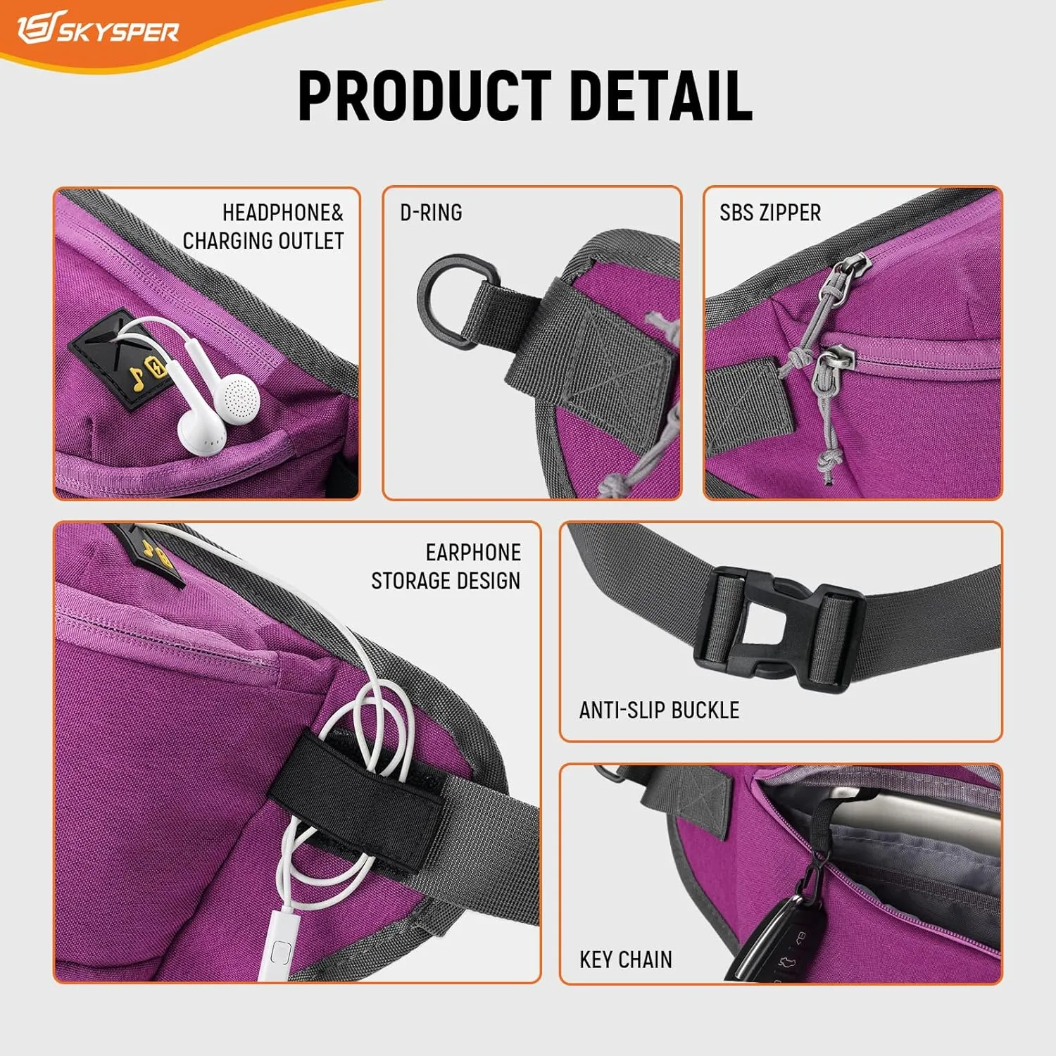 SKYSPER Sling Bag for Men, Anti Theft Crossbody Bag RFID Sling Backpack Mens Fanny Pack for Hiking Travel Gym Daily Use