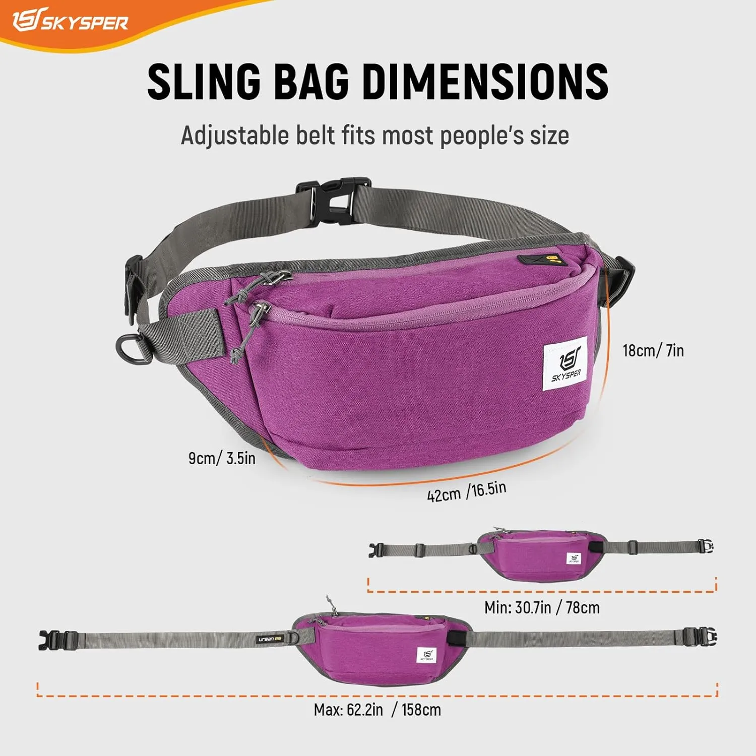 SKYSPER Sling Bag for Men, Anti Theft Crossbody Bag RFID Sling Backpack Mens Fanny Pack for Hiking Travel Gym Daily Use