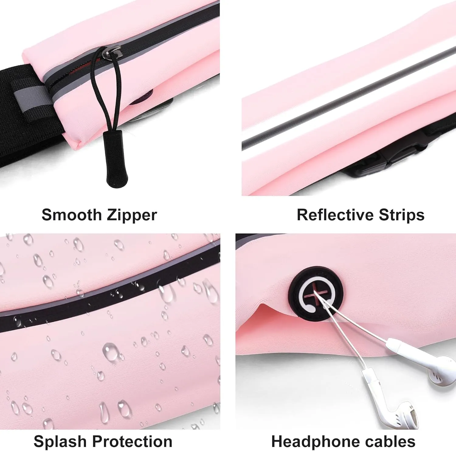 Slim Running Belt For Men and Women Waist Fanny Pack Phone Holder Pouch Bag Reflective Zipper Pocket Workout Cycling Fitness
