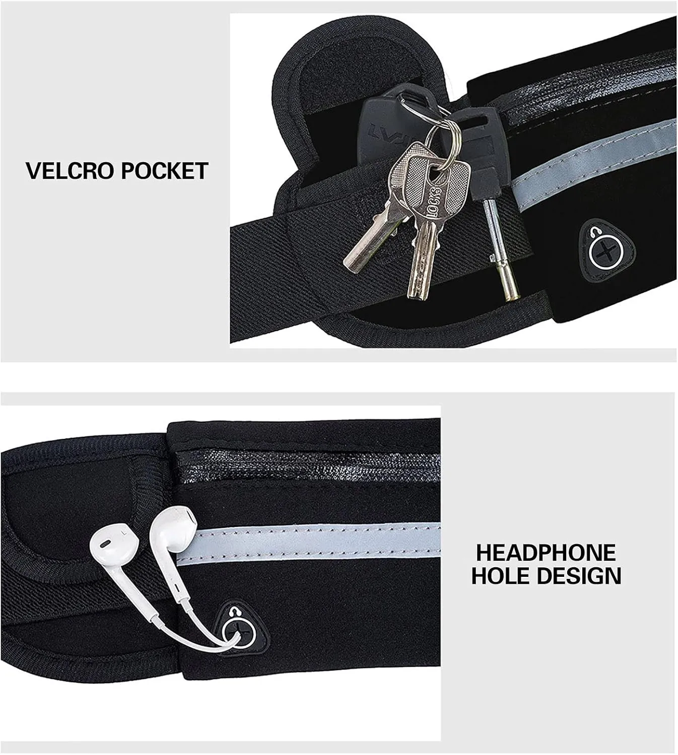 Slim Running Belt for Men, Waterproof Fanny Pack for Men,Phone Holder for Running,Reflective Waist Bag,Runners Belt Pouch,Money Belt,Waist Pack Bag for Workout Running Travel Camping