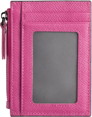 Slim Wallet for Women Small Leather RFID Blocking Credit Card Holder Minimalist Front Pocket Wallet with Coin Purses & Pouches,RoseRed