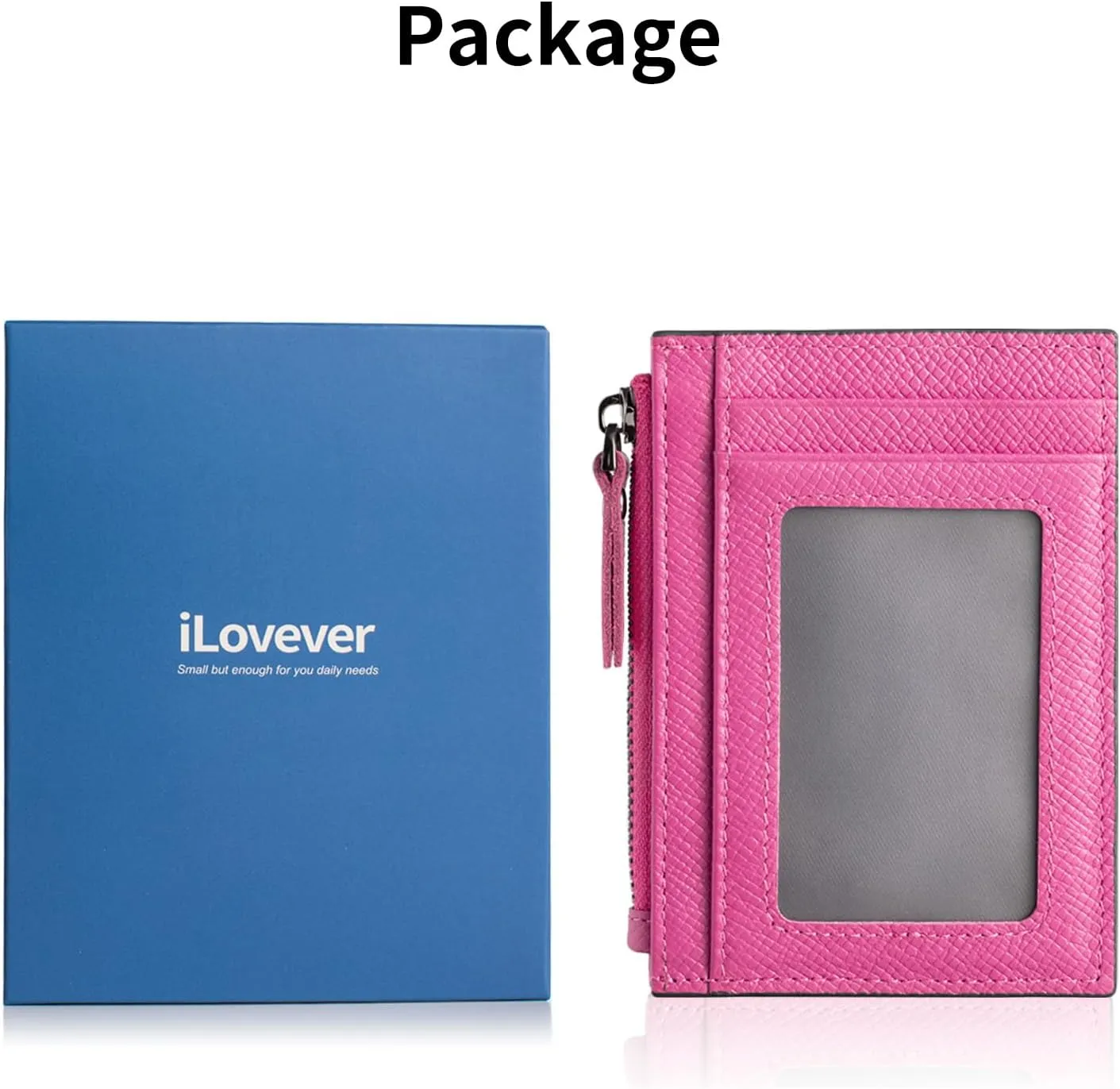 Slim Wallet for Women Small Leather RFID Blocking Credit Card Holder Minimalist Front Pocket Wallet with Coin Purses & Pouches,RoseRed