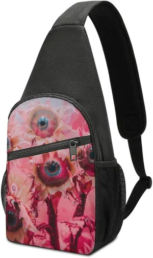 Sling Backpack Crossbody Sling Bag for Men Women Fanny Pack Red Abstract Blur Chest Bag for Hiking Traveling