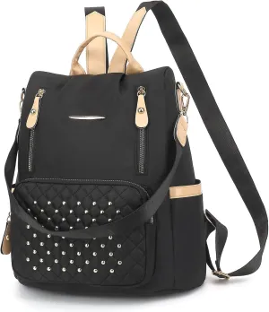 Small Backpack Purse for Women, Ladies Anti Theft Backpack Purse with Rivets Pattern, Convertible Shoulder Bag, Slightly Waterproof & Lightweight, Maximum Capacity up to 11'' Tablet
