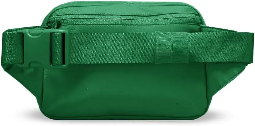 Small Fanny Pack 1L with 2-way Zipper for Women Teen Girls Boys, Green Belt Bag with Extender Strap 53", Crossbody Bag for Travel Gym Running Hiking Cycling, Fashion Waist Bag Everglade Green