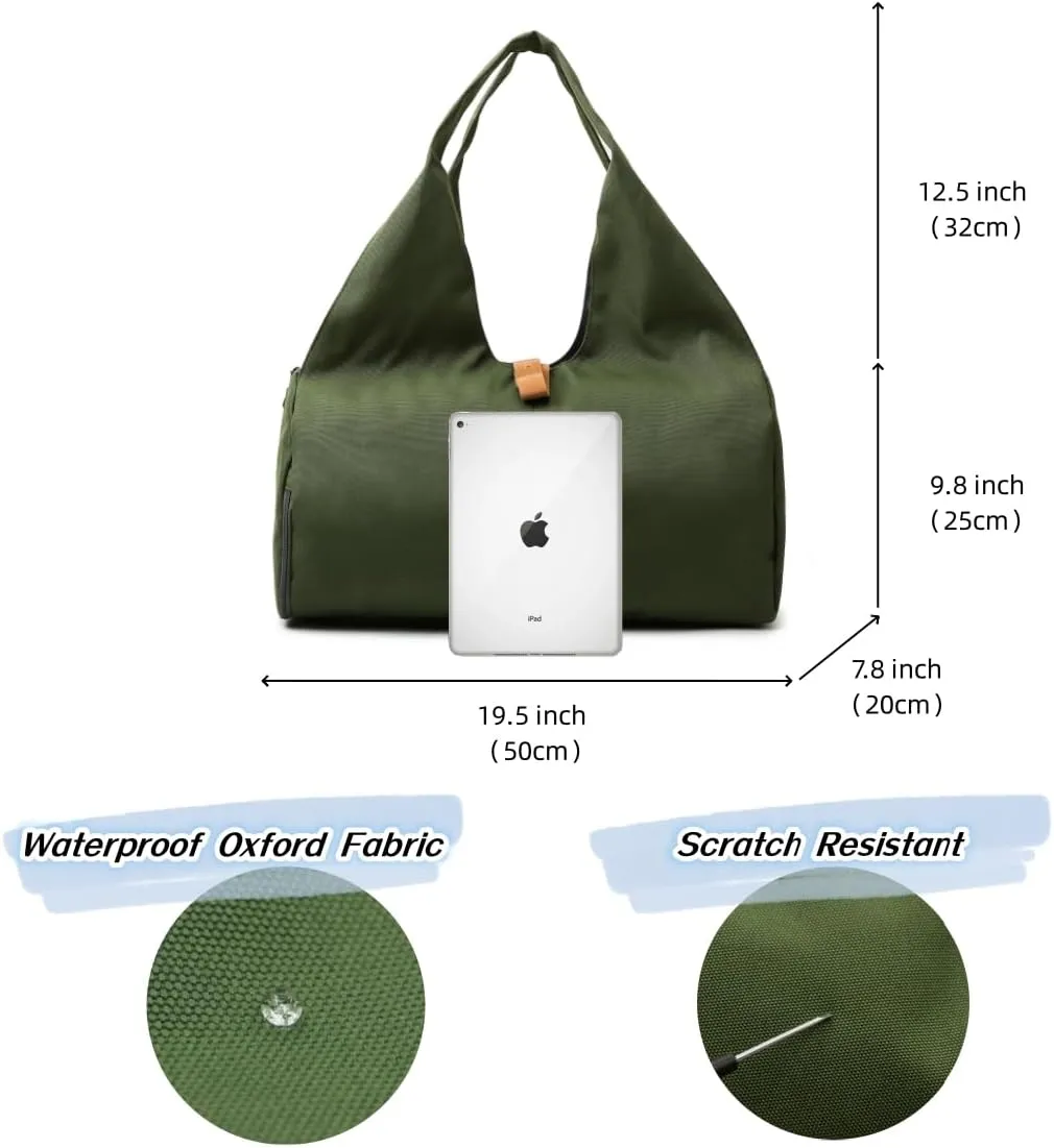 Small Gym Bag for Women with Shoe Compartment & Wet Pocket Sports Travel Duffel Bag,Yoga Gym Totes With Mat Holder,Waterproof Carry On Weekender Overnight Bag (Green)