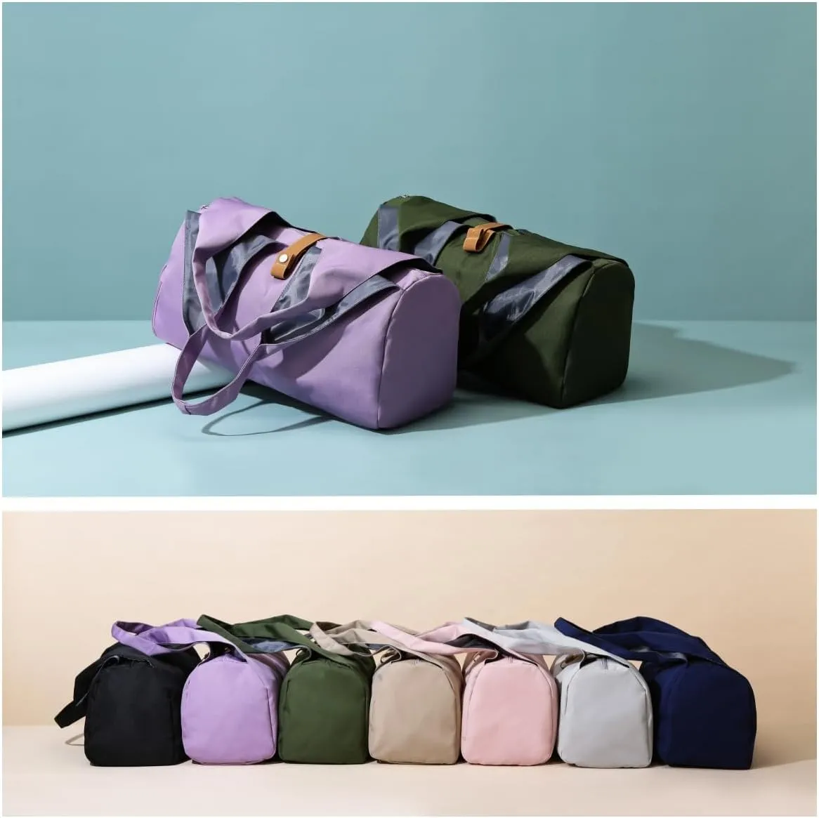 Small Gym Bag for Women with Shoe Compartment & Wet Pocket Sports Travel Duffel Bag,Yoga Gym Totes With Mat Holder,Waterproof Carry On Weekender Overnight Bag (Green)