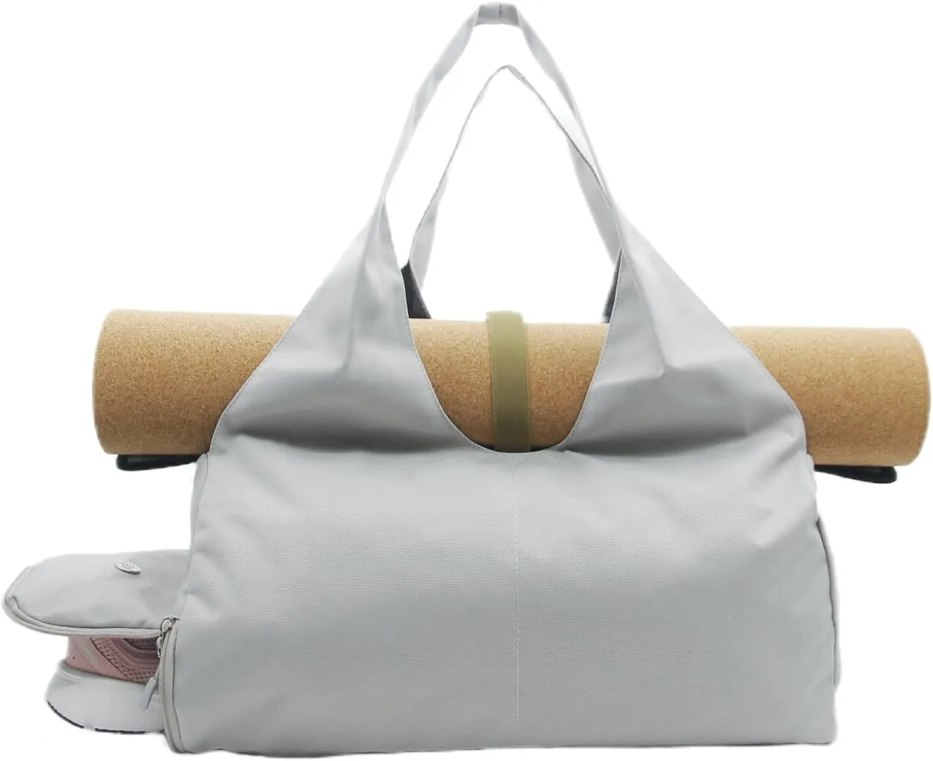 Small Gym Bag for Women with Shoe Compartment & Wet Pocket Sports Travel Duffel Bag,Yoga Gym Totes With Mat Holder,Waterproof Carry On Weekender Overnight Bag (Grey)
