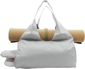 Small Gym Bag for Women with Shoe Compartment & Wet Pocket Sports Travel Duffel Bag,Yoga Gym Totes With Mat Holder,Waterproof Carry On Weekender Overnight Bag (Grey)