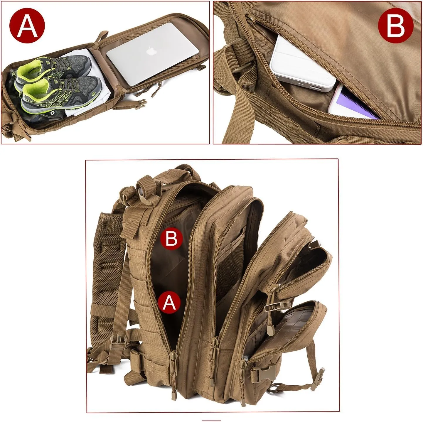 Small Military Tactical Backpack Army Assault Rucksack GYM Hiking Bug Out Bag