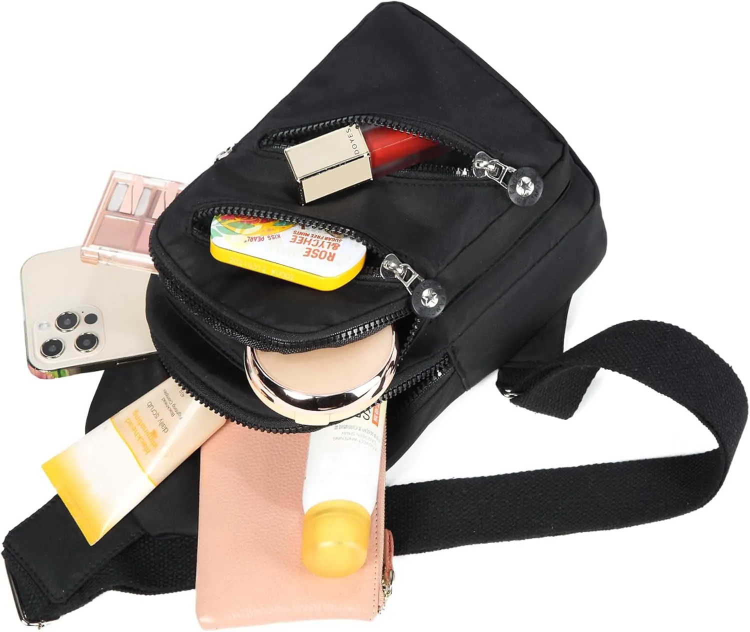 Small Sling Bag Crossbody Bags for Women, Sling Backpack Daypack Fanny Pack Cross Body Bag for Outdoors Hiking Traveling - Black