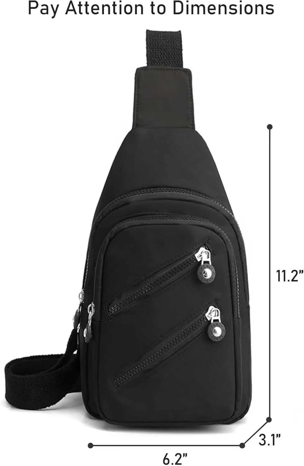 Small Sling Bag Crossbody Bags for Women, Sling Backpack Daypack Fanny Pack Cross Body Bag for Outdoors Hiking Traveling - Black