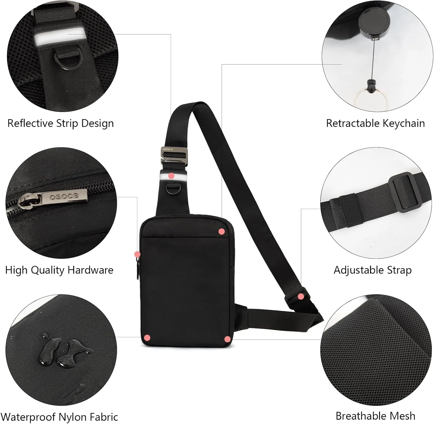 Small Sling Bag for Men and Women with RFID Pocket, Anti Theft Crossbody Chest Bag Casual Travel Bag for Hiking
