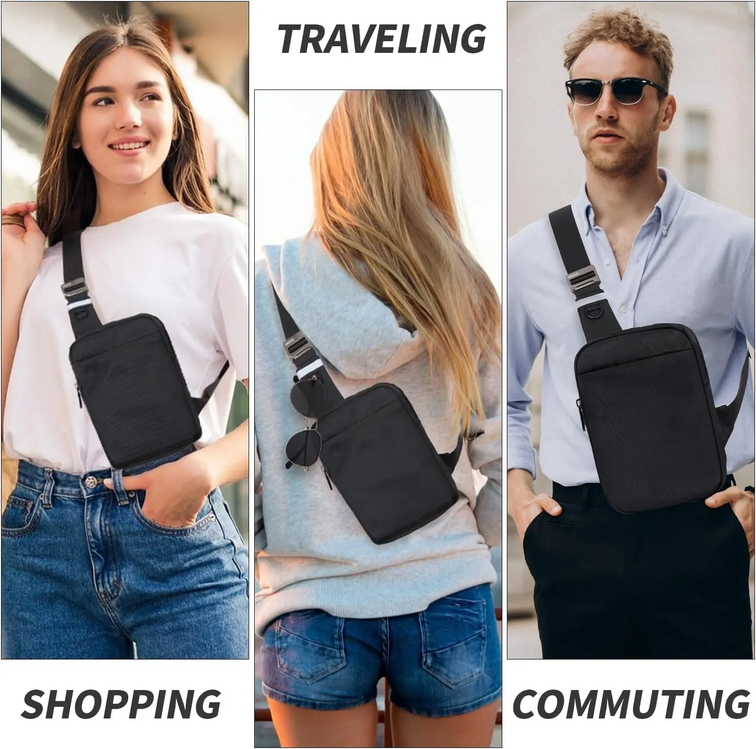 Small Sling Bag for Men and Women with RFID Pocket, Anti Theft Crossbody Chest Bag Casual Travel Bag for Hiking