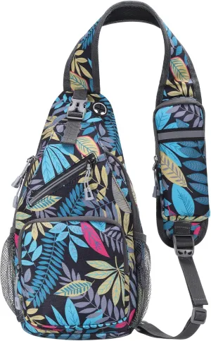 Small Sling Bag, Water Resistant 11 Inch Crossbody Chest Bags Oxford Daypack Backpack with Headphone Jack with Anti-theft Pocket for Men Women (Multicolor)
