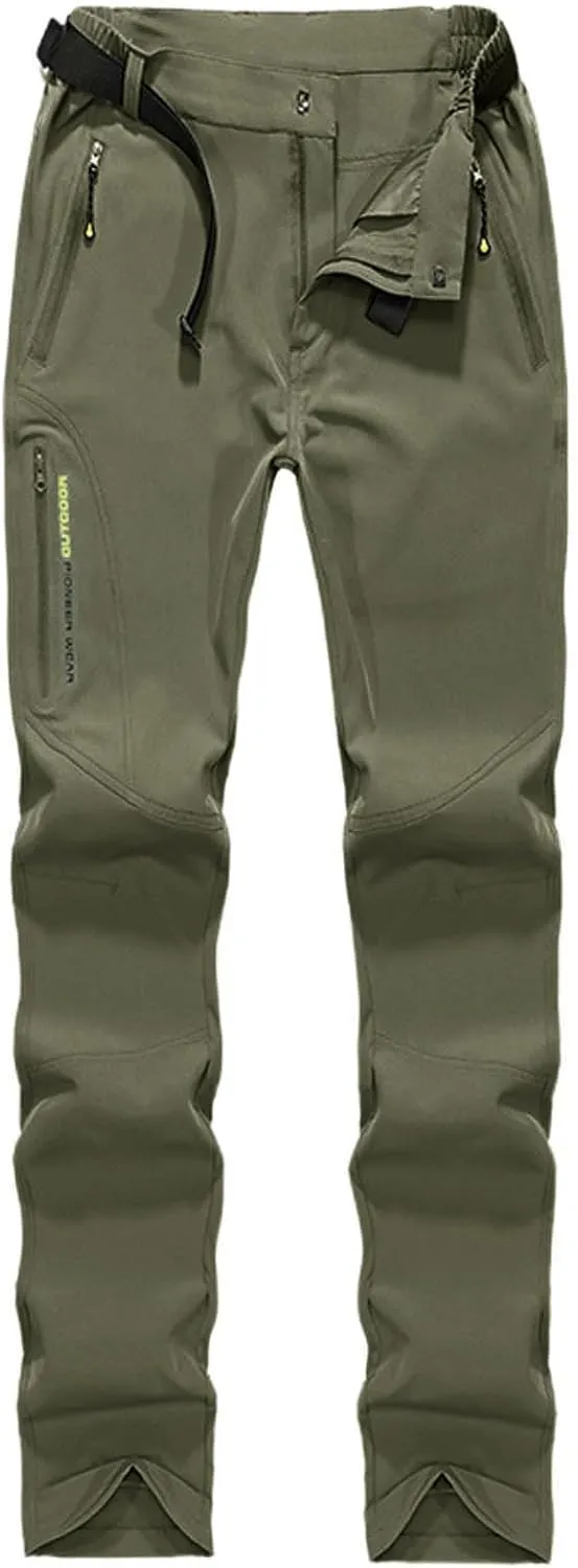 Snow Pants Women Outdoor Waterproof Windproof Fleece Lined Slim Cargo Snow Ski Hiking Pants with Pockets
