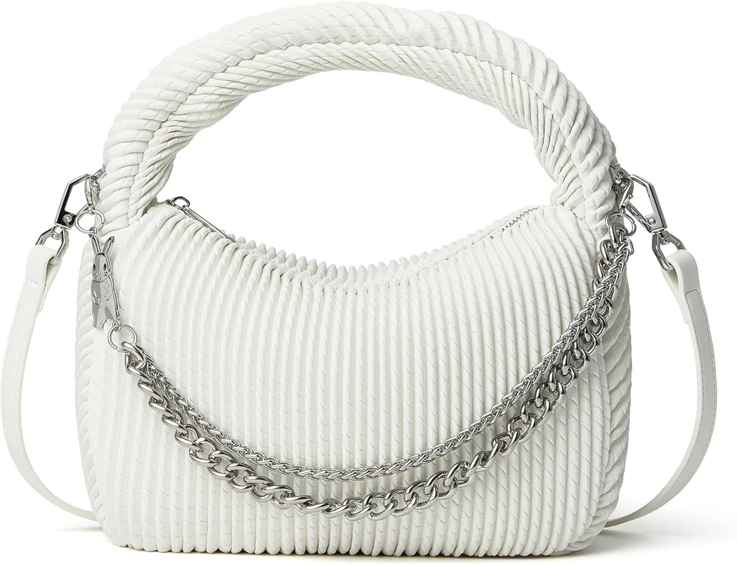 Soft Top Handle Clutch Purse for Women Designer Pleated Hobo Tote Bag with Metal Chain and Adjustable Leather Strap