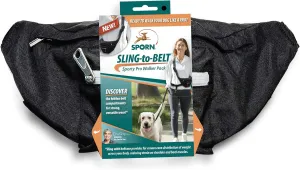 Sporn Sling-to-Belt Dog Training Treat Pouch, Breathable Double-Stiched Dog Treat Bags Training Pouch, Crossbody Dog Fanny Pack for Walking, Hiking, & Running, Supports 200  Lbs, Black