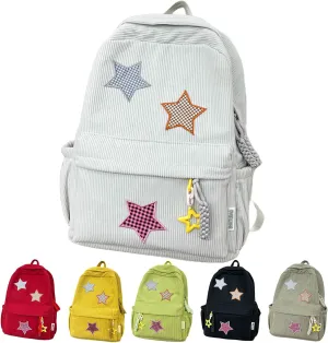 Star Backpack Kawaii Large Capacity Aesthetic Rucksack Cute Accessories Bag for Woman Light-hearted Mori (Gray,Large)