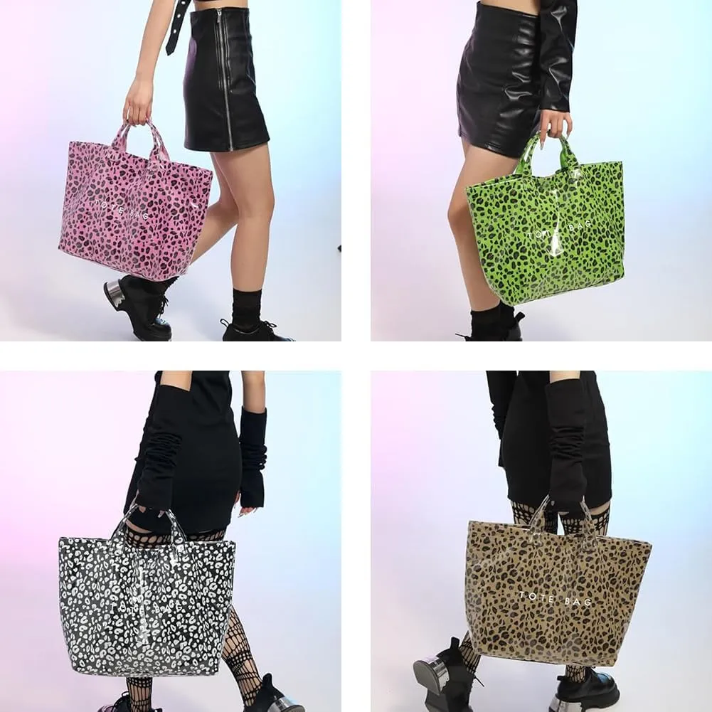 Stellaya Tote Bag, Womens Letters Print Tote Bag, Fashion Large Handle PVC Kraft Paper Handbag for Travel, Work